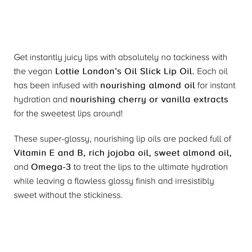 NEW Lottie London Oil Slick Nourishing Lip Oil Peachy Cheeks Full Size 3.8ml